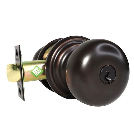 Emtek Providence Knob 2-3/8 in and 2-3/4 in Backset  Strike Keyed Entry for 1-1/4 in to 2-1/16 in Door 5100PUS10B.RLS